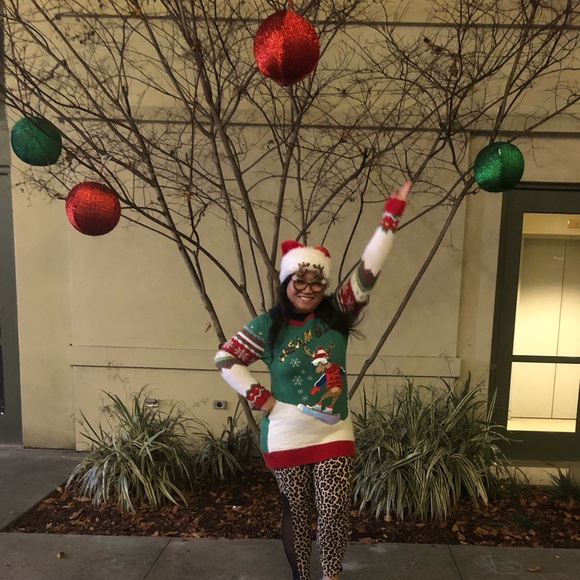 Festive Green Christmas Sweater with Reindeer Design - Picture 2 of 9